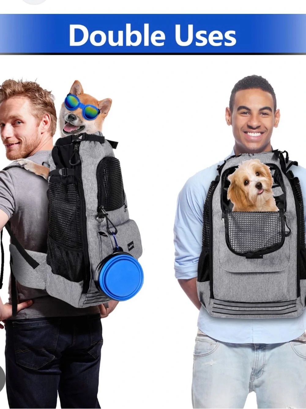 Gray and Black Small Pet Carrier Backpack